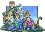  canine cat cheetah eyewear family feline female fox glasses group lying male mammal plain_background sitting standing tiger white_background wielder wolf 