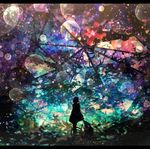  abstract_background bad_id bad_pixiv_id bubble harada_miyuki hat original shadow solo star 