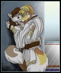  anthro blush collar couple duo embrace female licking lightsaber male robe star_wars tongue wall weapon wielder 