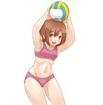  armpits arms_up bad_id bad_pixiv_id bikini brown_eyes brown_hair long_hair maki_(minami-ke) minami-ke mo-fu solo sports_bikini swimsuit volleyball 