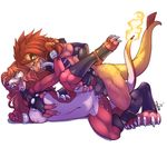 breasts cum female houndoom kayla-na male open_mouth penis pok&eacute;mon pussy scrafty tongue tongue_out 