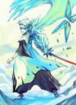  bankai bleach blue_eyes daiguren_hyourinmaru_(bankai) haori hitsugaya_toushirou ice japanese_clothes katana male_focus robert_kim solo sword taichou_haori weapon white_hair wings 