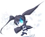  arm_cannon black_hair black_rock_shooter black_rock_shooter_(character) blue_eyes chibi cyprus long_hair navel scar solo twintails weapon 