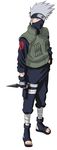  absurdres artist_request fingerless_gloves forehead_protector gloves hatake_kakashi highres kunai male_focus mask naruto naruto_(series) official_art silver_hair solo weapon 
