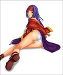  artist_request ass blue_hair fire_emblem fire_emblem:_souen_no_kiseki headband long_hair lying panties pantyshot pantyshot_(lying) sanaki_kirsch_altina sandals solo underwear white_panties yellow_eyes 