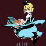  alice_margatroid alice_margatroid_(pc-98) aqua_eyes blonde_hair blouse book bow hair_bow ribbon shoes short_hair skirt solo touhou touhou_(pc-98) younger yukizen 