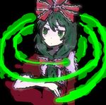  alice_b bad_anatomy bad_id bad_pixiv_id front_ponytail green_eyes green_hair kagiyama_hina lowres ribbon solo touhou 