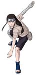  artist_request bag bandages brown_hair forehead_protector highres hyuuga_neji long_hair low-tied_long_hair male_focus naruto naruto_(series) official_art ponytail pose solo 