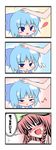  2girls bad_id bad_pixiv_id blue_hair blush blush_stickers bow cirno dagu eighth_note hat hong_meiling multiple_girls musical_note petting red_hair ribbon saliva touhou translated 
