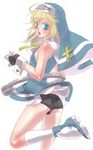  ass blonde_hair blue_eyes blush bridget_(guilty_gear) gloves guilty_gear hat kneehighs kujou_kiyo male_focus otoko_no_ko short_hair shorts socks solo 