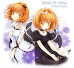  black_wings character_name collar copyright_name cross dress feathers jewelry kaho_(sister_princess) mamoru_(sister_princess) multiple_girls orange_hair ring short_hair sister_princess wings yellow_eyes 