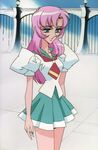  90s artist_request blue_eyes green_sailor_collar ootori_gakuen_school_uniform pink_hair sailor_collar school_uniform shoujo_kakumei_utena solo tenjou_utena 