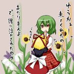  ascot blonde_hair blood flower green_hair kazami_yuuka lowres medicine_melancholy multiple_girls nosebleed plaid plaid_skirt plaid_vest red_eyes rokunen skirt skirt_set sunflower touhou translated vest 