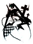  arisaka_ako bad_id bad_pixiv_id black_hair black_rock_shooter black_rock_shooter_(character) boots chain cross katana latin_cross long_hair navel shorts solo sword twintails weapon 