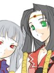  code_geass green_eyes long_hair multiple_girls red_eyes ribi silver_hair sumeragi_kaguya tianzi twintails 