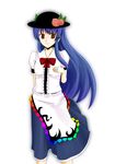  bad_id bad_pixiv_id blue_hair food fruit hat hinanawi_tenshi long_hair peach roas solo touhou 