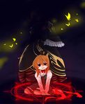  animal artist_request beatrice bug evil_smile fireflies full_body insect kiseru looking_at_viewer multiple_girls parted_lips pipe shaded_face sitting smile umineko_no_naku_koro_ni ushiromiya_maria 