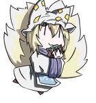  :3 bad_id bad_pixiv_id blonde_hair chen chibi chibi_hug edoara hands_in_opposite_sleeves hat hug long_sleeves multiple_girls pillow_hat short_hair touhou white_background wide_sleeves yakumo_ran |_| 