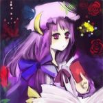  bad_id bad_pixiv_id book hat long_hair lowres patchouli_knowledge purple_hair ribbon solo sorakusa_roya touhou 