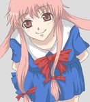  artist_request gasai_yuno long_hair lowres mirai_nikki oekaki pink_hair red_eyes school_uniform solo yandere 