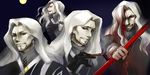  abaishumei blood blood_on_face cigar cross cross_earrings earrings fate/apocrypha fate_(series) jewelry male_focus vlad_iii_(fate/apocrypha) white_hair 