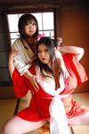  2girls akane_mori asian breasts cleavage fat huge_breasts kimono luu_(cosplayer) makeup multiple_girls photo plump 