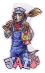  anthro badge canine dog jairr lantern male mammal miner overalls plain_background shovel solo white_background wielder 