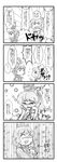  2girls 4koma absurdres alternate_headwear berusuke_(beru_no_su) comic crying diglett domo-kun flying_sweatdrops gen_1_pokemon greyscale highres long_sleeves monochrome mononobe_no_futo multiple_girls nippon_housou_kyoukai open_mouth pokemon_(creature) ponytail saliva short_hair soga_no_tojiko sparkle tears touhou translated wide_sleeves 