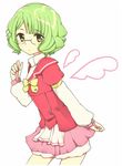  akb0048 bow curly_hair glasses green_eyes green_hair heart hi_(jaloplu) kanzaki_suzuko short_hair solo wings 