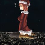  ! city giantess kneeling night orange_hair panties santa santa_costume sitting surprised terada_ochiko underwear wariza 