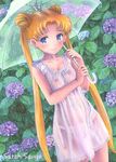  artist_name bad_id bad_pixiv_id banned_artist bishoujo_senshi_sailor_moon blonde_hair blue_eyes blush breasts double_bun dress flower holding hydrangea long_hair looking_at_viewer nipples no_bra panties polka_dot polka_dot_panties rain sarah_sauge see-through small_breasts smile solo traditional_media transparent transparent_umbrella tsukino_usagi twintails umbrella underwear wet wet_clothes 