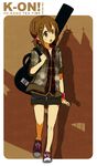  :o alternate_costume brown_eyes brown_hair dress_shirt guitar_case hair_ornament hairclip hirasawa_yui instrument_case jacket k-on! k-on!_movie myuto_(advent_retribution) open_mouth round_teeth shirt sleeves_rolled_up solo teeth wristband 