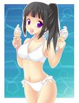  bad_id bad_pixiv_id bikini black_hair chitanda_eru food hinata_mirun hyouka ice_cream long_hair ponytail purple_eyes swimsuit 