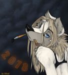  anthro blue_eyes brush canine female hair long_hair mammal pencil portrait solo wolf wolfy-nail 
