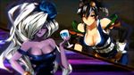  breasts brown_hair cleavage dark_elf dungeon_and_fighter elf highres kiri kiri_(dungeon_and_fighter) pointy_ears ress sharan_(dungeon_and_fighter) sharon silver_hair 