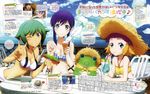  absurdres aquarion_(series) aquarion_evol bikini breasts cleavage flat_chest hat highres magazine_scan medium_breasts mikono_suzushiro multiple_girls navel official_art one_eye_closed scan sitting sousei_no_aquarion straw_hat swimsuit table translation_request v yonezawa_masaru yunoha_thrul zessica_wong 
