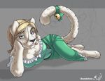  barsa dandelion_(character) dress feline female grey_background leopard lying mammal on_side plain_background solo wolfy-nail 