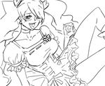  bare_legs bb_(baalbuddy) blush breasts choker cure_peach drunk fresh_precure! greyscale hair_ornament hair_over_one_eye heart large_breasts long_hair magical_girl momozono_love monochrome non-web_source precure sketch solo twintails 