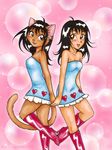  black_hair boots brown_eyes cat couple dress feline female fio fio_(character) hair human mammal 