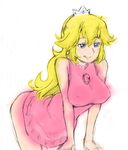  :q bare_shoulders bent_over blonde_hair blue_eyes breast_squeeze breasts colorized covered_nipples crown dress gebyy-terar jitome large_breasts licking_lips long_hair mario_(series) mini_crown naughty_face pink_dress princess_peach sketch solo super_mario_bros. tongue tongue_out very_long_hair work_in_progress 