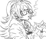  :3 bb_(baalbuddy) bling cigar earrings gangster greyscale hood hoodie hoop_earrings jewelry kyubey long_hair mahou_shoujo_madoka_magica marijuana monochrome necklace non-web_source ponytail sakura_kyouko sketch smoking sunglasses tattoo 