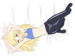  armpits arms_up bad_id bad_pixiv_id bed_sheet blonde_hair blush crotch_seam flat_chest glasses long_hair looking_at_viewer looking_up lying nure_tissue on_back open_mouth panties panties_under_pantyhose pantyhose perrine_h_clostermann pillow smile solo sports_bra strike_witches underwear underwear_only world_witches_series yellow_eyes 