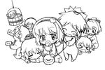  &gt;_&lt; 6+girls =_= ^_^ akou_roushi animal_ears baby baby_bottle blush blush_stickers bottle bucket cat_ears child closed_eyes eyeball fang greyscale hair_ribbon hairband hat horn hoshiguma_yuugi kaenbyou_rin kisume komeiji_koishi komeiji_satori kurodani_yamame mizuhashi_parsee monochrome mouth_hold multiple_girls o_o open_mouth pacifier reiuji_utsuho ribbon short_hair sleeping smile subterranean_animism thighhighs touhou younger 