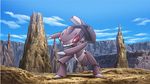  genesect insect no_humans official_art pokemon red_eyes wasteland 