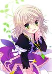  blonde_hair cropped_jacket dress elize_lutus frills green_eyes jewelry pendant purple_dress short_hair smile solo takashina_asahi tales_of_(series) tales_of_xillia 