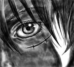  1boy black_hair close-up eye eyes male male_focus monkey_d_luffy monochrome one_piece photorealistic realistic scar solo 