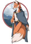  blue_eyes canine cloak fox landscape loincloth male mammal plain_background solo white_background wolfy-nail 