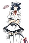  1boy anger_vein animal_ears bell bell_choker black_eyes black_hair cat_ears choker conway_tau crossed_arms looking_at_viewer maid male_focus otoko_no_ko petticoat short_hair simple_background solo spoken_anger_vein syuria tail tales_of_(series) tales_of_innocence tales_of_innocence_r thighhighs white_background zettai_ryouiki 