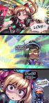  2girls 3koma ;3 alternate_costume alternate_hairstyle anger_vein animal_ears bangs black_cat_d.va black_gloves black_panther_(film) blonde_hair bow bow_choker breasts brown_eyes cat_ears cellphone chibi choker comic commentary corset crossed_arms d.va_(overwatch) dark_skin earrings empty_eyes energy_shield english english_commentary eyebrows_visible_through_hair gameplay_mechanics gloves grey_hair hair_bow hair_over_one_eye hands_up heart heart_earrings highres jewelry jitome marvel mccree_(overwatch) medium_breasts multiple_girls overwatch parody phantom_ix_row phone pose profanity puffy_short_sleeves puffy_sleeves scar scar_across_eye self_shot short_sleeves silhouette single_glove smartphone soldier:_76_(overwatch) speech_bubble swept_bangs symmetra_(overwatch) vishkar_symmetra visor zenyatta_(overwatch) 