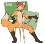  canine chubby collar erection fox hair leash male mammal nude penis pkaocko red_hair sitting solo stool 
